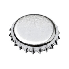 A shiny silver bottle cap rests against a stark black backdrop, showcasing its metal texture and crisp edges, transparent background. Ai Generated Images
