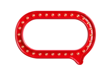 A vibrant red marquee chat bubble sign with glowing lights offers a retro feel, perfect for vintage designs and vibrant communication concepts, transparent background. Ai Generated Images