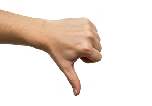 Isolated Thumb Down Hand Gesture on Transparent Background Image