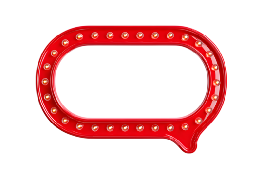 A vibrant red marquee chat bubble sign with glowing lights offers a retro feel, perfect for vintage designs and vibrant communication concepts, transparent background. Ai Generated Images