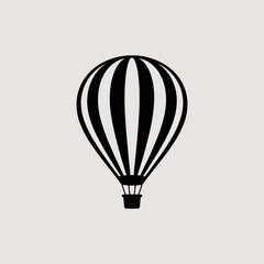 Naklejka premium Soaring Dreams: A minimalist monochrome depiction of a hot air balloon, symbolizing freedom, travel, and the pursuit of dreams, ready to take flight towards limitless horizons.