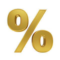 Golden Percentage Sign Illustration Finance Icon Isolated Transparent