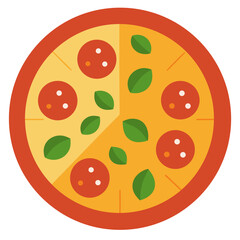 Authentic Italian Pizza with Cheese and Fresh Vegetable Toppings Vector Illustration