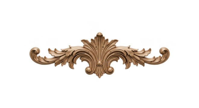 Isolated Transparent Ornament Bronze Floral Scroll Design Element PNG