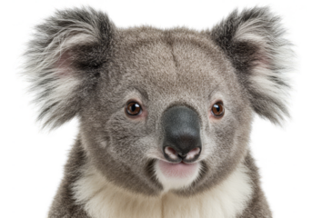 Isolated Koala Portrait Close Up Adorable Australian Animal Wildlife