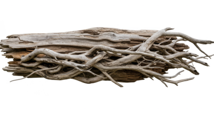 Isolated Log Wood Root Tree Trunk in Brown Nature Transparent Background