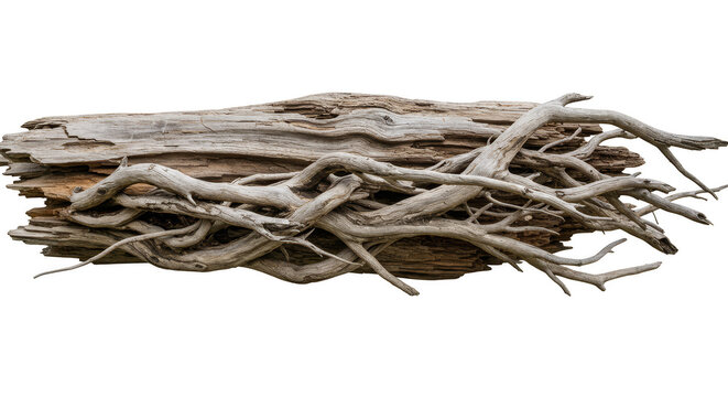 Isolated Log Wood Root Tree Trunk in Brown Nature Transparent Background