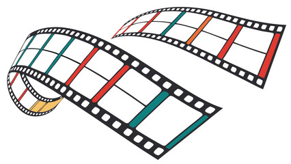 Trendy Film Strips with Empty Slots Isolated on White Background Vector Illustration