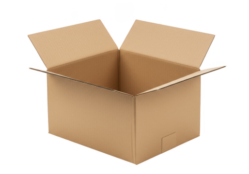 Isolated Open Cardboard Box Container Empty Packaging Transparent