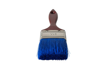 Isolated Painting Brush with Vibrant Blue Bristles on Transparent Canvas