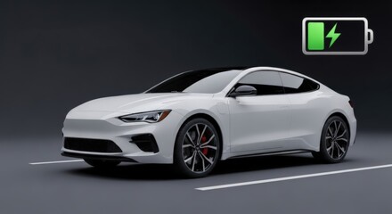 Fototapeta premium Electric Car Charging: Sleek electric car charging, illustrating modern automotive technology and sustainable transportation, ready for eco-conscious consumers.