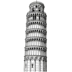 Isolated Leaning Tower Pisa Illustration Building Architecture Landmark