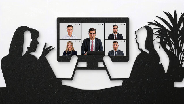 Business leader engaging team in virtual conference call