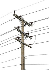 Isolated PNG of Electrical Power Pole Line Transmission Wires