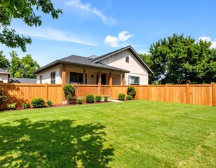 Home with wooden fence and porch