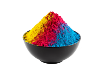 Isolated Holi Color Powder Pile Bright Vibrant CMYK Pigment Dye
