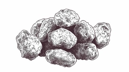 Hand drawn illustration of a pile of dried fruits.
