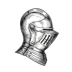 Isolated Medieval Knight Helmet Armor Steel Protection Illustration