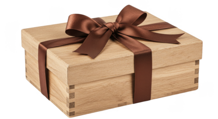 Isolated Present Box Golden Brown Ribbon Tie Celebration Gift