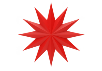 Isolated Red 3D Star Geometric Shape Graphic Element Illustration