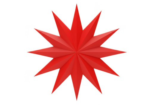 Isolated Red 3D Star Geometric Shape Graphic Element Illustration