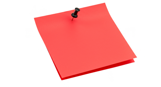 Isolated Red Note Paper with Pin Memo Reminder Office Adhesive