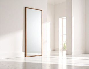 Empty room with large mirror