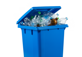 Isolated Recycling Bin Full Plastic Bottles Waste Blue Container