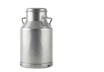 Isolated Silver Metal Milk Can Container Transparent Background