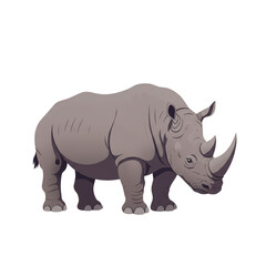 Fototapeta premium Pixel Art Rhinoceros Isolated Gray Animal Standing Wildlife Africa