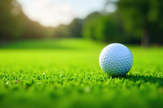 Close-Up Golf Ball on Lush Green Fairway Precision, Serenity, and the Essence of the Game