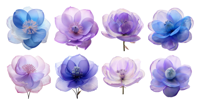 Beautiful Collection of Colorful Floral Blossoms for Design, PNG bundle collection, Isolated on Transparent Background