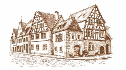 Obraz premium European style buildings in a city street scene.
