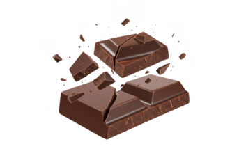 Isolated Sweet Dark Chocolate Chunks Cocoa Delicious on Transparent