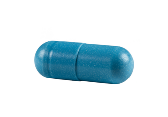 Isolated Transparent Background Blue Capsule Pill for Healthcare