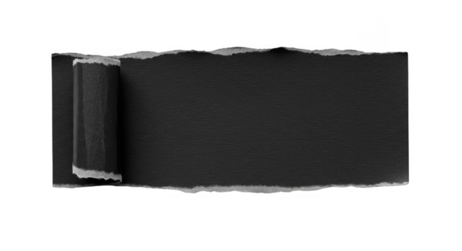 Isolated Torn Black Paper Texture Rough Cut Edges Scrap Element