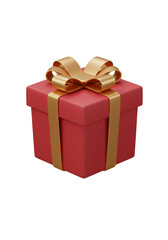 Obraz premium Red Gift Box with Gold Ribbon Present 3D Illustration Celebration