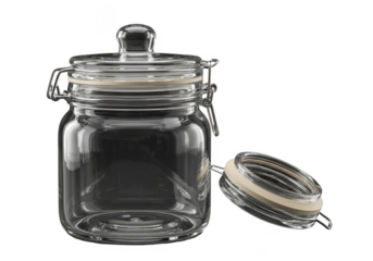 Isolated Transparent Glass Jar Empty Storing Container Kitchenware