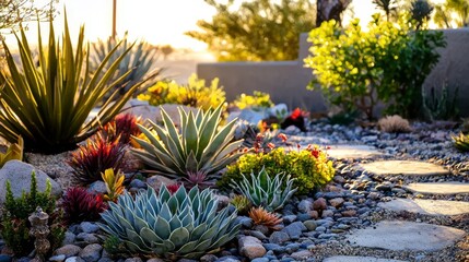Xeriscape with agave: A sustainable choice for water conservation.