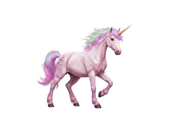 Obraz premium Magical Unicorn Illustration Pink Sparkle Fantasy Animal Isolated Background