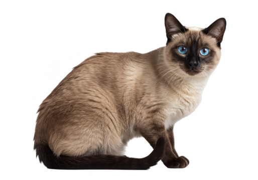 Siamese Cat Sitting Isolated Feline Pet Portrait Animal Mammal Cute