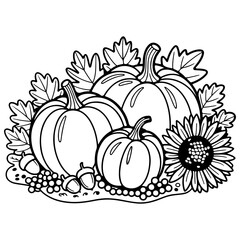 Pumpkin Fall Autumn Outline Design