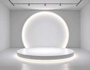 Empty white pedestal display