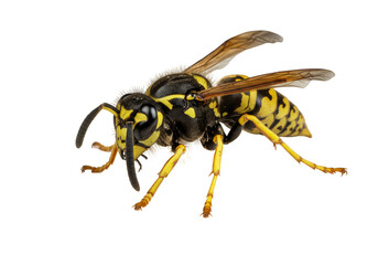 Isolated Wasp Insect Portrait Detailed Yellow Black Macro on Transparent