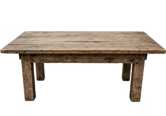 Isolated Wooden Table Rustic Furniture Vintage Plank on Transparent