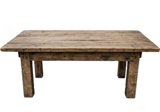 Isolated Wooden Table Rustic Furniture Vintage Plank on Transparent