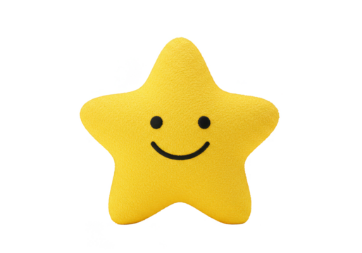 Isolated Yellow Star with Happy Face Transparent Background Design