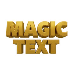 Metallic Magic Text Gold 3D Render Shiny Typography Effect Transparent