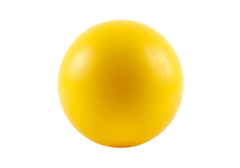 Isolated Yellow Plastic Ball on Transparent Background Studio Shot