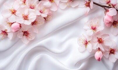 A white background with pink flowers in the foreground